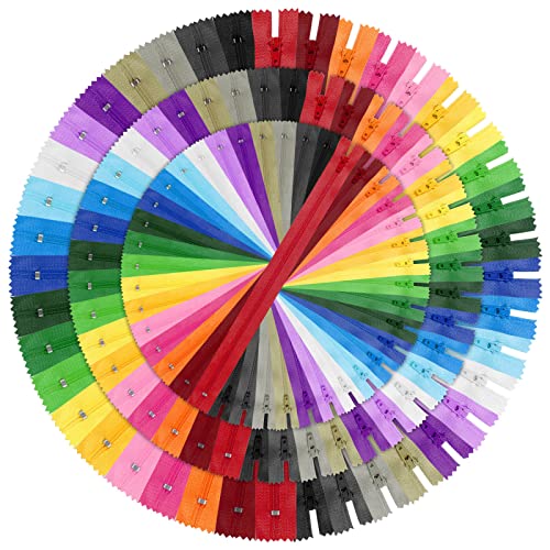 Nylon Zippers in Assorted Lengths and Colors - Bulk Zippers for Making Bags, Pouches, Pillow Covers & Sewing Crafts Projects