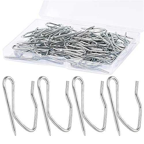 1.2 Inches Curtain Hooks, Sopito 58pcs Metal Drapery Pin and Hook for Door Window Shower Curtain, Silver White