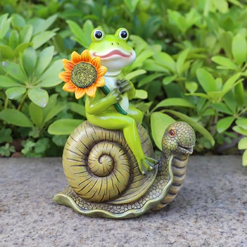 Wetufin Funny Statues Resin Frog Snail Sculpture Decorations Novelty Gift for Desk Indoor Outdoor Yard Patio Lawn Figurines Landscape Decor