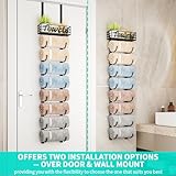 HapiRm 9-Tier Over The Door Towel Racks for Bathroom - Wall Mounted Towel Holder with Metal Shelf - Rolled Towel Organizer Door Hanging Towel Storage - Black