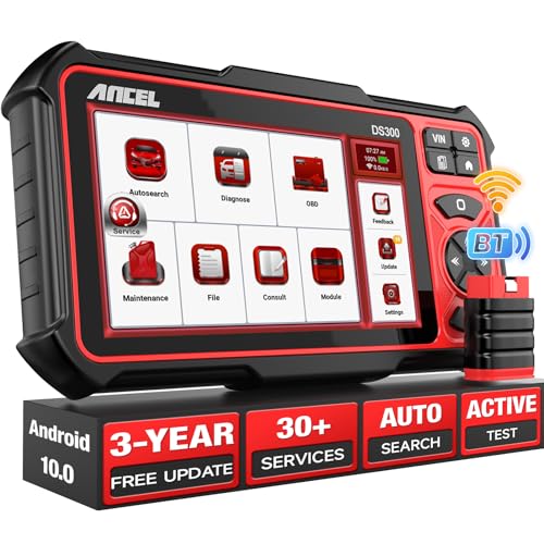 ANCEL DS300 Bidirectional Scan Tool, All System Diagnostic Tool with 30+ Resets, Bluetooth OBD2 Scanner for All Vehicles, 3-Year Updates, 24h Online Chat, Injector Coding, FCA Autoauth