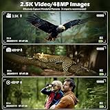 Binoculars Camera for Adults, 2.4" Screen 12X Digital Zoom 48MP Pictures 2.5K Videos Camera, Binoculars for Bird Watching Hunting Outdoor Adventures 32GB