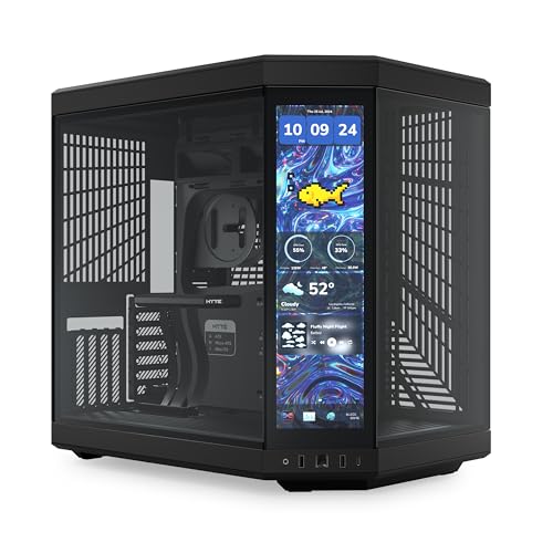 HYTE Y70 Touch Infinite Dual Chamber ATX Mid Tower Modern Aesthetic Case with Integrated 2.5K LCD Touchscreen - Pitch Black