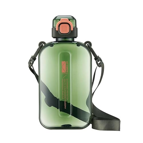 excvalues 24 oz Flat Water Bottle Travel Flask Portable BPA Free Square Water Bottle Leakproof Large Water Bottles for Bag Travel Sports (D-Green)