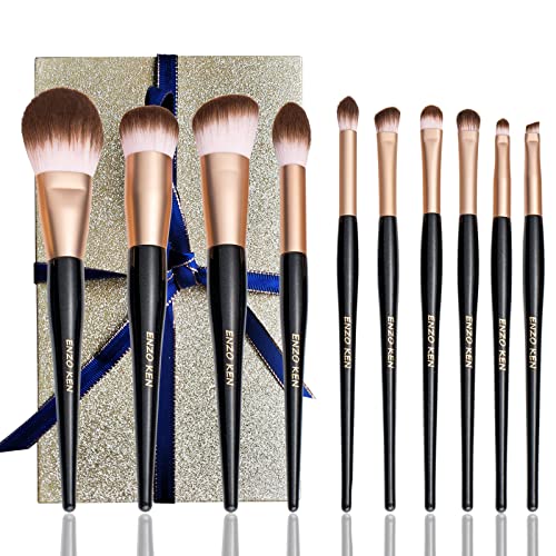 ENZO KEN Elegant Natural Goat Hair Makeup Brush Set with Gift Box, Natural Hair Makeup Brushes Set Professional, Make up Brushes Set Professional, Natural Makeup Brushes, Cosmetic Brushes Makeup Set.