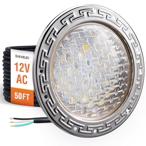 SURAIELEC 12V AC Pool Lights for Inground Pool, 10 inch Underwater Pool Light Replacement, 35W LED, 3000LM, 6000K Cool White, Swimming Pool Light for Pentair Wet Niches, 50FT Cord