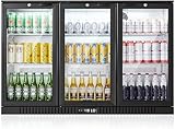 BODEGACOOLER Back Bar Cooler With 3 Glass Doors,Counter Height Commercial Beverage Refrigerator,11.4 Cu.Ft Display Bar Beverage Fridge with LED Lighting,21 inch Cooler for Beer,Soda Drinks,Wine