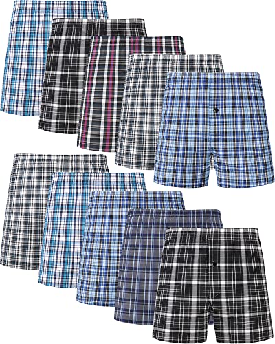 JupiterSecret Men's Underwear Woven Boxers for Men Pack Cotton Boxer Shorts Elastic Waistband