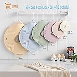 GUANCI 8 Pack Silicone Lids for Bowl Silicone Microwave Cover with 6 Sizes Reusable Heat Resistant Lids Fits Cups, Bowls, Plates, Pots, Pans, Skillets, Stove Top, Oven, Fridge Dishwasher Safe