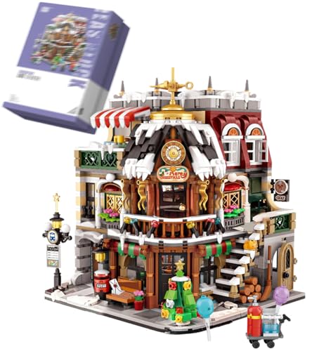LUOGFYNI Mini Christmas Cafe Shop Building Blocks Set, Holiday Main Street View Architecture Model, Merry Christmas Toy Gifts for Adults, Mini Bricks Coffee Construction (2506pcs)