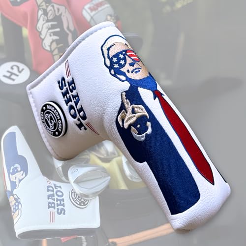 Funny Golf Head Covers Trump Bad Shot Driver Fairway Wood Putter Headcover with Madson Golf Cart Magnet for securing Golf Head Cover, Donald Trump Merchandise, Dad Gifts for Birthday (Blade Putter)