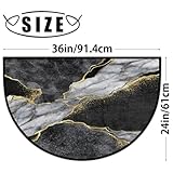 Half Round Door Mat Indoor Entrance Marble Black Grey Washable Half Circle Area Rugs Non Slip Half Moon Rug Semi Circle Bathroom Rugs Floor Carpet for Kithen Bedroom Fireplace Decor