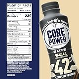 Core Power Elite High Protein Shake, Vanilla, 42g Bottle, 14oz, 12 Pack