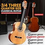 Pyle Beginner Acoustic Guitar Kit, 3/4 Junior Size All Wood Instrument for Kids, Adults, 36" Natural Wood Gloss