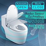 Upgrade Auto Open & Slow Close Lid Electric Heated Bidet Toilet Seat with Dryer and Warmer Water for Elongated, Endless Warmer Water, Remote Control, Curved Spray Bar, 70" Power Cord, Clean Water