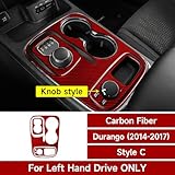 BRMYL Car Gear Shift Panel Decals for 2014-2017 Dodge Durango Accessories Carbon Fiber Interior Stickers, Knob Style