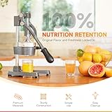 CO-Z Hand Press Juicer Machine, Manual Orange Juicer and Professional Citrus Juicer for Orange Juice Pom Lime Lemon Juice, Commercial Lemon Squeezer and Orange Crusher, Easy to Clean, Gray