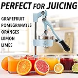 Zulay Kitchen Cast-Iron Orange Juice Squeezer - Heavy-Duty, Easy-to-Clean, Professional Citrus Juicer - Durable Stainless Steel Lemon Squeezer - Sturdy Manual Citrus Press & Orange Squeezer (Blue)