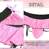 WINTOFW Sissy Pouch Panties for Men Crossdressers Men's Lingerie Skirt G-String Thongs Underwear Briefs with Garters