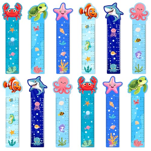 120Pcs Ocean Animals Bookmarks Ruler Bulk Assorted Under The Sea Themed Designs Page Markers for Home Classroom Rewards Summer Birthday Party Supplies Favors