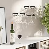 Wallniture Chiraz Stemware Wine Glass Rack Wall Mountable Wrought Iron Black 11 Inch Set of 4