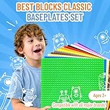 Strictly Briks Classic Stackable Baseplates, Building Bricks for Towers, Shelves, and More, 100% Compatible with All Major Brands, Rainbow Colors, 12 Pack, 10x10 Inches