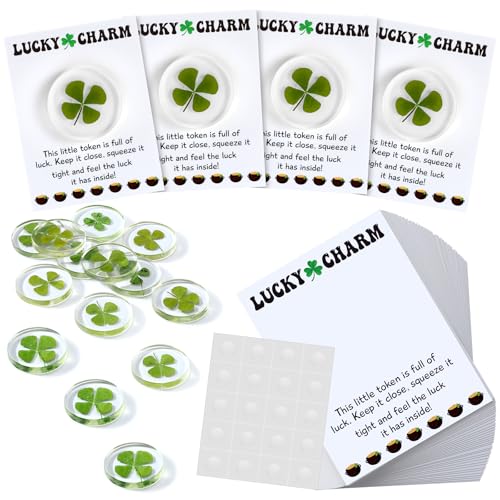 Colingmill 40 Set Lucky Charm Pocket Hug Token Bulk Cards with Four Leaf Clover Good Luck Pocket Token Keepsake Exchange Relationship Gift for St Patrick's Day Family Friends Employee Coworkers Gifts