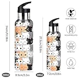 ZOEO Water Bottle with Straw, Cartoon Cat Kitten Lid Thermos Kids Insulated Stainless Steel Water Flask Sports, 20 Oz Hot Cold