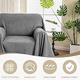 MYSKY HOME Chair Couch Covers Sectional Couch Covers for Pet Sofa Covers Non Slip Soft Couch Sofa Cover, Washable Furniture Protector Sofa Slipcover with Tassel Sofa Throws, 71"x91", Dark Grey