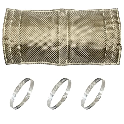 DEGEOBERLIN Titanium Pipe Heat Shield 6" x 12'' Exhaust Heat Shield Motorcycle Heat Guard Cover Wrap with 3 PCS Stainless Steel Clamps