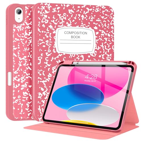 Supveco Case for iPad (A16) 11th Generation 11 inch (2025),iPad 10th Generation 10.9 inch (2022) with Pencil Holder-[Auto Wake/Sleep],Premium Folio Stand Case with Soft TPU Back Cover-Watermelon