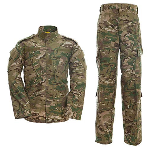 LANBAOSI Men's Tactical Jacket and Pants Military Hunting ACU Uniform 2PC Apparel Suit