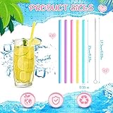 Tanlade 50 Pcs Valentine's Day Reusable Silicone Heart Shaped Straws Flexible Cute Silicone Drinking Straws with 2 Pcs Cleaning Brushes for Hot Cold Drinks Birthday Party Bridal Shower Wedding