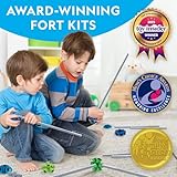 National Geographic Indoor Fort Building Kit - 225 Pieces for Creative Play, STEM Building Toys for Kids Ages 6-12, Blanket Fort (Amazon Exclusive)