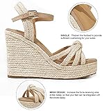 mikarka Sandals for Women, Platform Ankle Strap Womens Sandals Open Toe Espadrille Wedge Sandals for Women Concise Casual Summer Womens Shoes