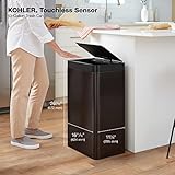 KOHLER 23825-BST 13 Gallon SensorCan, Automatic Touchless Motion Sensor Kitchen Trash Can with Soft Close Lid, Black Stainless Steel