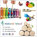 LOOIKOOS Toddler Musical Instruments,Wooden Percussion Instruments Toy for Kids Baby Preschool Educational Musical Toys Set for Boys and Girls with Storage Bag