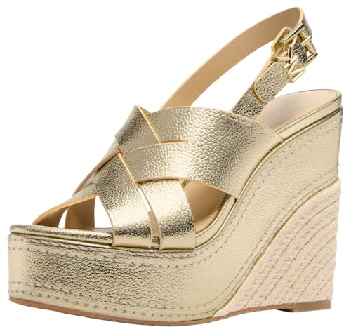 Michael Kors Women's Nora Wedge Sandal, Pale Gold, 7