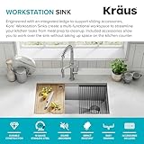 KRAUS Kore 32-Inch Undermount Workstation 16 Gauge Single Bowl Stainless Steel Kitchen Sink with Accessories, KWU110-32