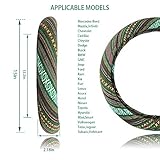 Universal 15inch Ethnic Style Baja Blanket Steering Wheel Cover with Coarse Flax Cloth and Sweat Absorption Anti Slip Car Wrap (Boho Green)