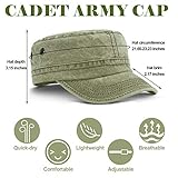 3 Pieces Cadet Army Caps Military Flat Top Caps Washed Cotton Cadet Cap Adjustable Military Style Hat Unisex Baseball Cap (Khaki, Army Green, Black)