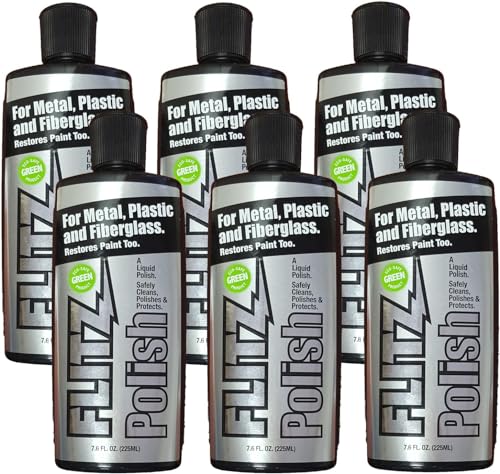 Flitz Multi Purpose Metal Polish Liquid - 7.6oz Bottle of USA-Made Tarnish Remover - For Aluminum, Chrome, Brass, Nickel, Silver - Non-Abrasive Metal Cleaner and Polish, Restorer (6 Pack)