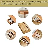 Under Desk Wooden Storage Box Drawer Storage Walnut Bamboo Wood Attachable Under Desk Storage Drawer Cutlery Storage Office Stationery Sundries Storage Box Strong Adhesive Hidden Drawer (Walnut,L)