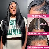 30 Inch 13x6 Lace Front Wigs Human Hair 200 Density Straight HD Lace Front Wigs Pre Plucked Straight Glueless Human Hair 13x6 HD Frontal Human Hair Wigs for Women