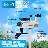 Sainlogic Weather Station Wireless Indoor Outdoor, Weather Station with Rain Gauge and Wind Speed/Direction, Temperature, Humidity, Air Pressure, Weather Forecast, Moon Phase, and Alarm, Black