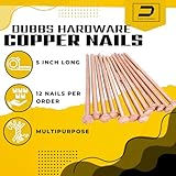 Dubbs Hardware 12-Pack Pure Copper 5-Inch Nail Spikes - Heavy-Duty Tree Stump Root Killer - Eco-Friendly & Chemical-Free Tree Removal - USA-Made Durable Spikes for Landscaping & Gardening