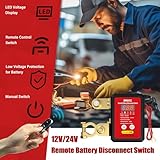 IMAYCC Remote Battery Disconnect Switch 12V, Kill Switch for Car with Led Voltage Display, Car Battery Kill Switch Anti Theft, Battery Cut Off Shut Off Switch for Auto,Vehicle, RV, ATV,Truck, Boat.