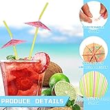 500 Pcs Umbrella Parasol Drinking Straws, Luau Party Decorations Umbrella Cocktail Straws Disposable Straws Drinking Plastic for Summer Beach Hawaiian Luau Party Decorations