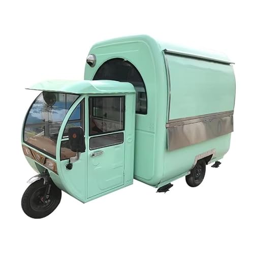 Electric Tricycle Mobile Pizza Truck with Built-in Wood-Fired Oven, Stainless Steel Food Cart, Retro Style Commercial Food Vending Vehicle