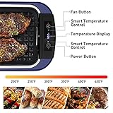 Indoor Grill Electric Grill CUSIMAX Smokeless Grill Portable Korean BBQ Grill with Turbo Smoke Extractor Technology, Non-stick Removable Grill Plate, Tempered Glass Lid, Great for Party(Single Plate)